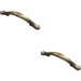 2x Stepped Edge Cupboard Bow Pull Handle 76mm Fixing Centres Burnished Brass Loops