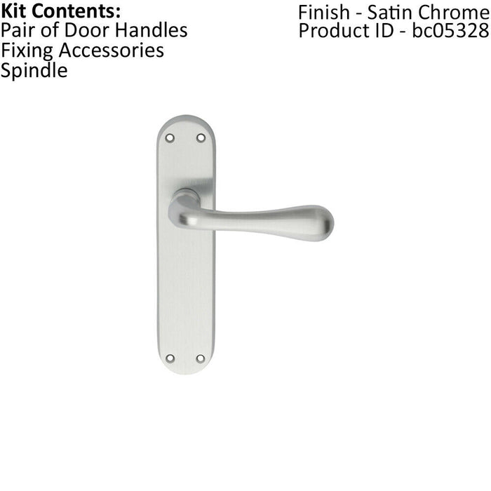 PAIR Smooth Round Bar Handle on Latch Backplate 185 x 40mm Satin Chrome Loops