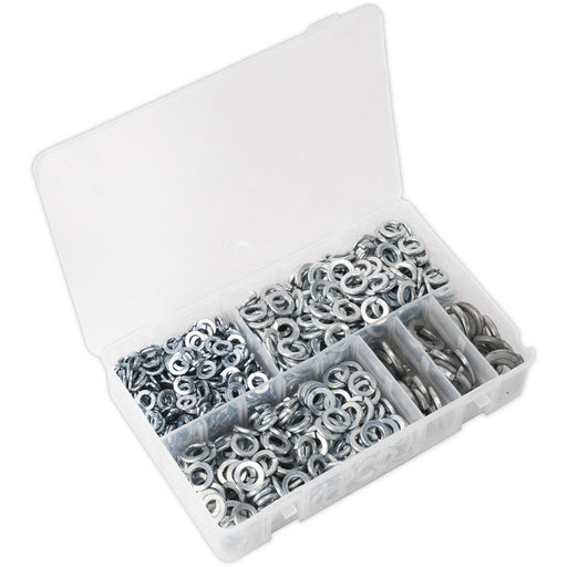 1010 Piece Spring Washer Assortment - M6 to M16 - Partitioned Storage Box Loops