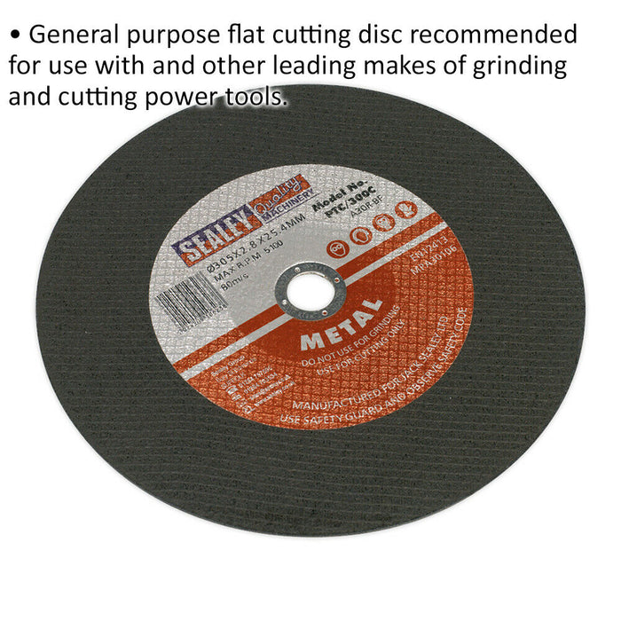 305 x 2.8mm Flat Metal Cutting Disc - 25.4mm Bore - Heavy Duty Angle Grinder Loops