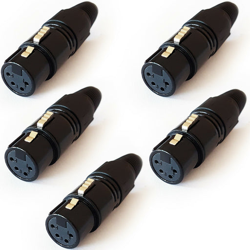 5x XLR 4 Pin Pole Female Connector Socket Solder Adapter Audio Cable Lead Jack Loops