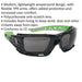 Wraparound Safety Spectacles - EVA Padding - Anti Glare Lens - Flexible TPR Arms Loops