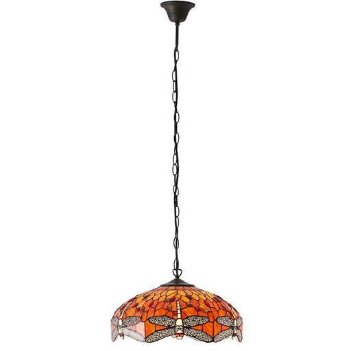 Tiffany Glass Hanging Ceiling Pendant Light Orange Dragonfly 3 Lamp Shade i00112 Loops