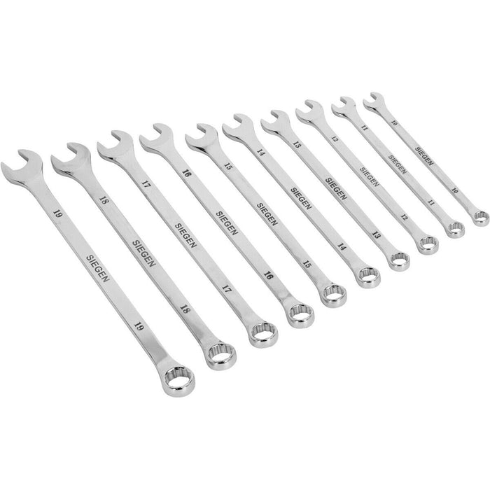 10pc EXTRA LONG Combination Hand Spanner Set - Metric 12 Point Slim Handle Ring Loops