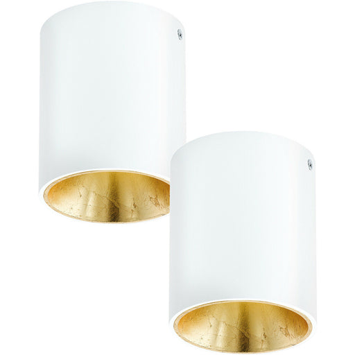 2 PACK Wall / Ceiling Light White & Gold Round Downlight 3.3W Built in LED Loops