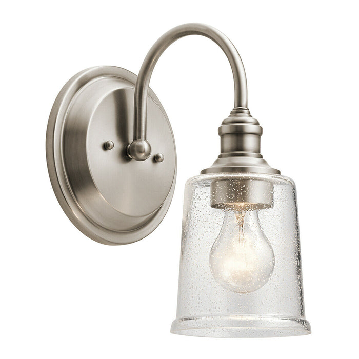 Wall Light Arched Arm Clear Seeded Glass Downlight Classic Pewter LED E27 60W Loops