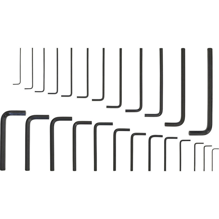 25 Piece Steel Hex Key Set - Long Imperial & Short Metric Sizes - Tool Roll Loops