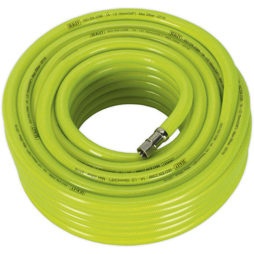 High-Visibility Air Hose with 1/4 Inch BSP Unions - 20 Metre Length - 10mm Bore Loops