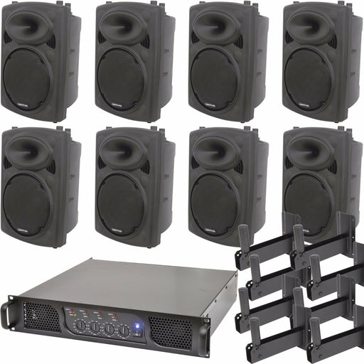 PRO Bar Club Sound System 8x Loud Wall Speaker 4 Channel 1600W Music Player Kit