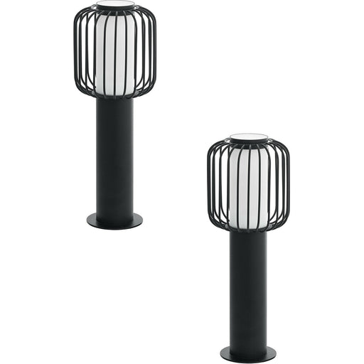 2 PACK IP44 Outdoor Pedestal Light Black Steel 1x 28W E27 Wall Gate Lamp Loops