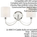 2 PACK Dimmable Twin Wall Light Chrome & White Shade Curved Arm Lamp Fitting Loops