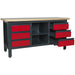 Fully Lockable Workstation- 6 Drawers & Adjustable Shelf Storage - MDF Work Top Loops