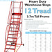 12 Tread HEAVY DUTY Mobile Warehouse Stairs Anti Slip Steps 3.7m Safety Ladder Loops