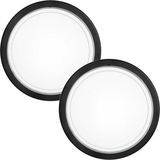 2 PACK Wall Flush Ceiling Light Black Shade White Clear Glass Painted E27 1x60W Loops