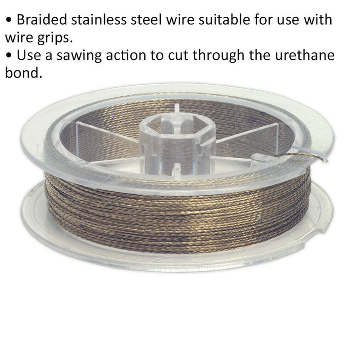 Braided Stainless Steel Windscreen Cutting Wire - For Use with Wire Grips Loops