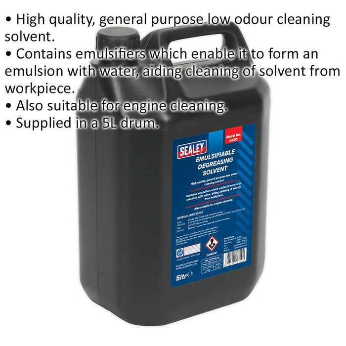 5L Emulsifiable Degreasing Solvent - Suitable for Engine Cleaning - Low Odour Loops