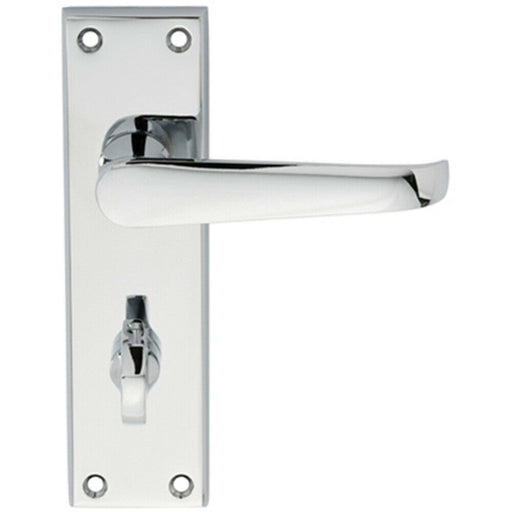 PAIR Straight Victorian Lever on Bathroom Backplate 150 x 43mm Polished Chrome Loops