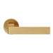 PAIR Straight Square Handle on Round Rose Concealed Fix Satin Brass Loops