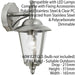 IP44 Outdoor Wall Lamp Stainless Steel Traditional Lantern Porch Hang Pendant Loops