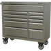 1055 x 460 x 1050mm 11 Drawer Portable Tool Chest STAINLESS STEEL Mobile Storage Loops