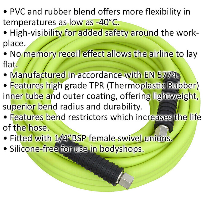 Green High-Vis Hybrid Air Hose with 1/4 Inch BSP Unions - 10 Metres - —  LoopsDirect