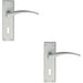 2x PAIR Slim Arched Door Handle on Lock Backplate 150 x 43mm Satin Chrome Loops