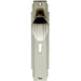 PAIR Line Detailed Door Knob on Lock Backplate 205 x 45mm Satin Nickel Loops