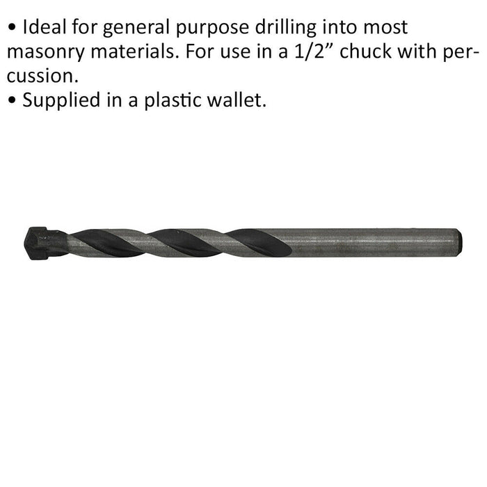 9 x 120mm Rotary Impact Drill Bit - Straight Shank - Masonry Material Drill Loops