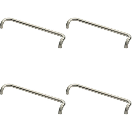 4x Cranked Pull Handle 630 x 30mm 600mm Fixing Centres Satin Stainless Steel Loops