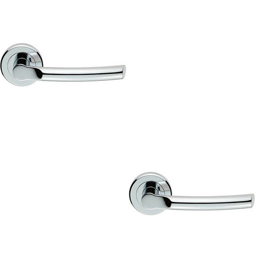 2x PAIR Curved Round Bar Handle on Round Rose Concealed Fix Polished Chrome Loops