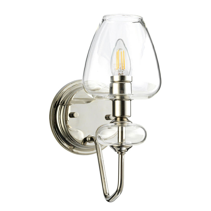 Wall Light Highly Polished Nickel Finish Clear Glass Shades LED E14 40W Loops