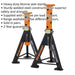 PAIR 6 Tonne Heavy Duty Axle Stands - 369mm to 571mm Adjustable Height - Orange Loops