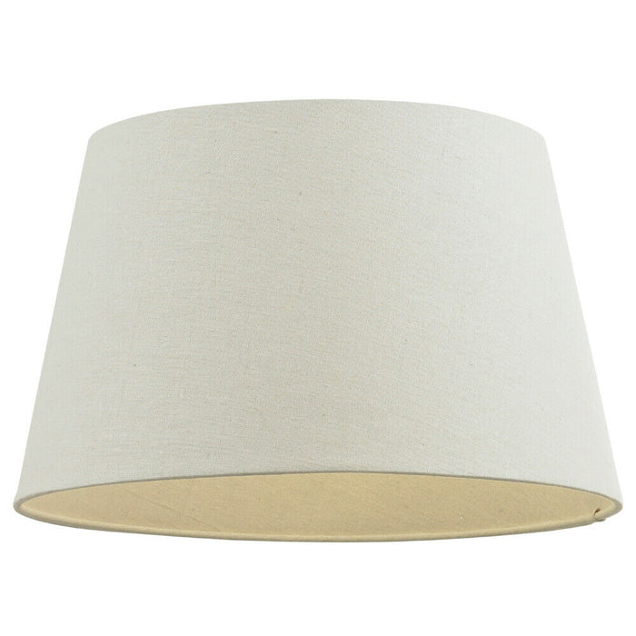 18" Inch Round Tapered Drum Lamp Shade Ivory Linen Fabric Cover Simple Elegant Loops