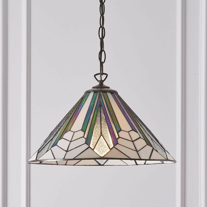 Tiffany Glass Hanging Ceiling Pendant Light Bronze Chain Deco Lamp Shade i00076 Loops