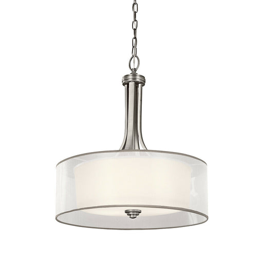Ceiling Pendant Light Fitting White Organza Shade Antique Pewter LED E27 60W Loops