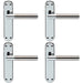 4x Round Bar Lever on Latch Backplate Door Handle 180 x 40mm Chrome & Nickel Loops