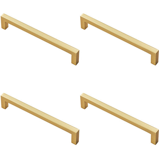 4x Square Block Pull Handle 170 x 10mm 160mm Fixing Centres Satin Brass Loops