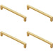 4x Square Block Pull Handle 170 x 10mm 160mm Fixing Centres Satin Brass Loops