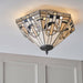 Tiffany Glass Semi Flush Ceiling Light Art Deco Cream Hex Inverted Shade i00055 Loops