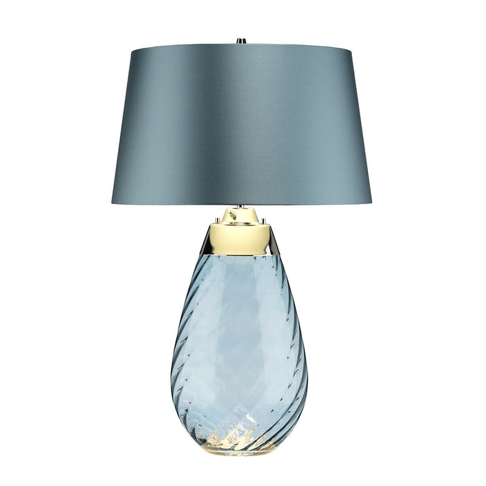 Table Lamp Duck Egg Blue Shade & Blue tinted Glass LED E27 60W d01880 Loops