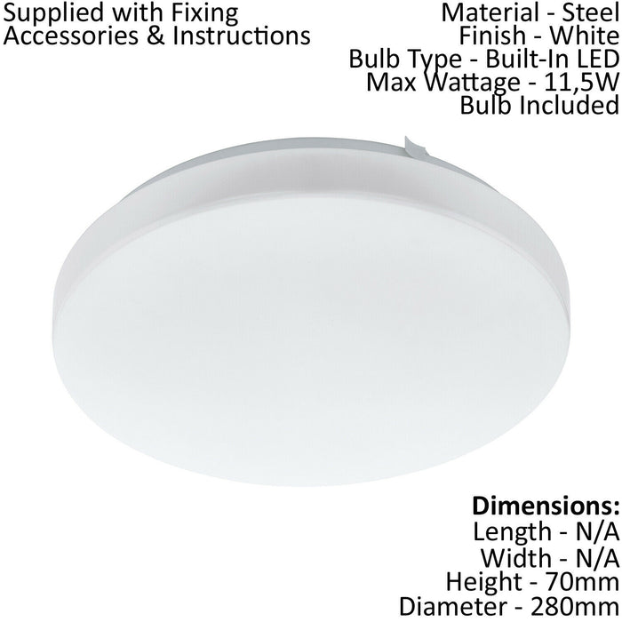 2 PACK Wall Flush Ceiling Light Colour White Shade White Plastic Bulb LED 11.5W Loops