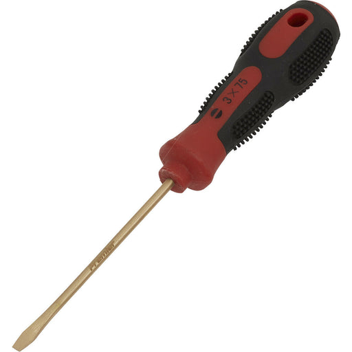 3 x 75mm Slotted Screwdriver - Non-Sparking - Soft Grip Handle - Die Forged Loops
