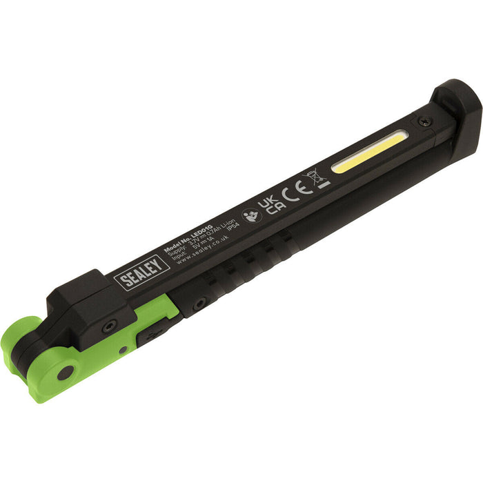 Slim Folding Pocket Light - 2 COB & 1 SMD LED - Rechargeable - Magnetic - Green Loops