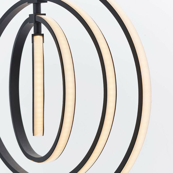 LED Ceiling Pendant Light 30W Warm White Matt Black Hoop Ring Feature Strip Lamp Loops