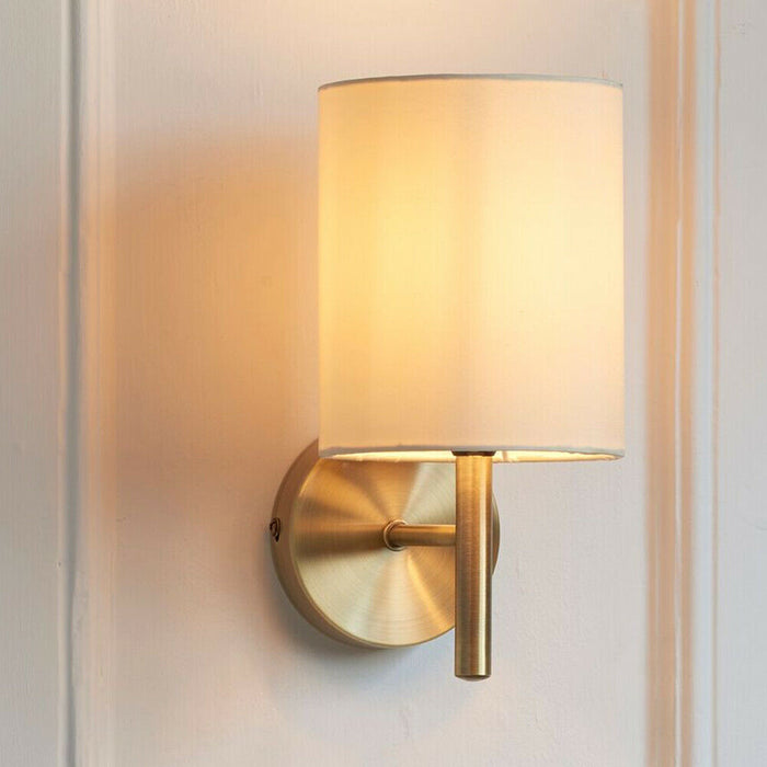 Dimmable LED Wall Light Antique Brass & Cream Shade Modern Lounge Lamp Lighting Loops