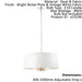 Ceiling Pendant Light Bright Nickel & Vintage White Fabric 3x 40W E14 e10196 Loops