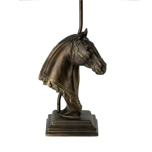 Table Lamp Horse Bust Shade Not Included Bronze Patina LED E27 40w Bulb Loops