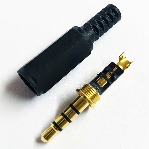 GOLD 3.5mm 4 Pole Jack Plug Solder Connector AUX Audio Video Male to Camcorder Loops