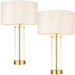 2 PACK Touch Dimmable Table Lamp Gold Glass & White Shade Modern Bedside Light Loops