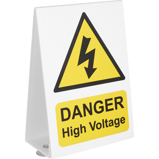 High Voltage Vehicle Warning Sign - Suction Cups on Base - Double Sided Loops